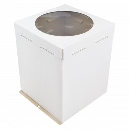 Коробка для торта гофрокартон с окном 260 х 260 х 300 мм, белая (1/50)